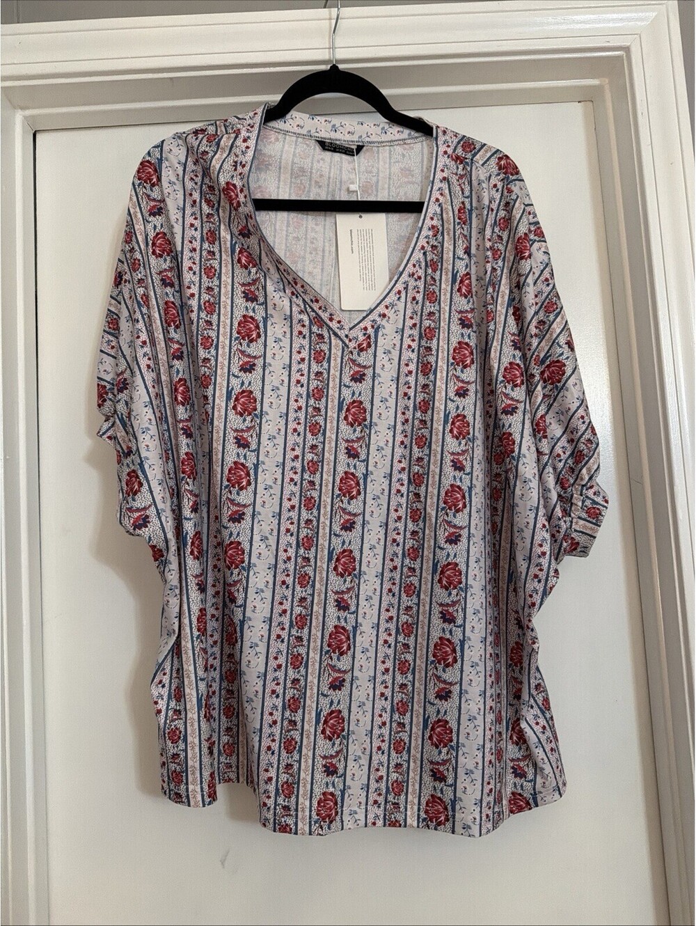 Bloomchic Womens 14 16 V-Neck Blouse Floral Top Slouchy Gathered Dolman  NWT